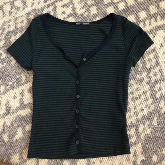 Brandy Melville Tops - Brandy Melville Stripped Button up Tee